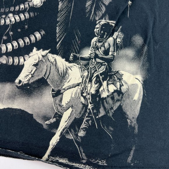Y2K Native Indigenous Ghost Extra Large Black White Mega Print Short Sleeve Tee - Picture 2 of 12